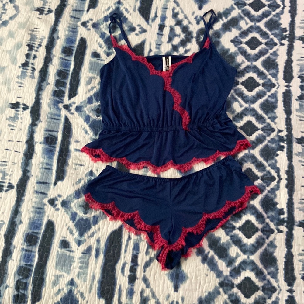 Adore Me Navy and Pink Camisole/Short Set